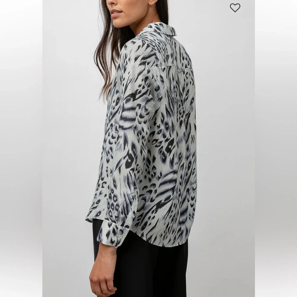 NWT Rails Rebel Ivory Snow Leopard Shirt size Large - Picture 4 of 6